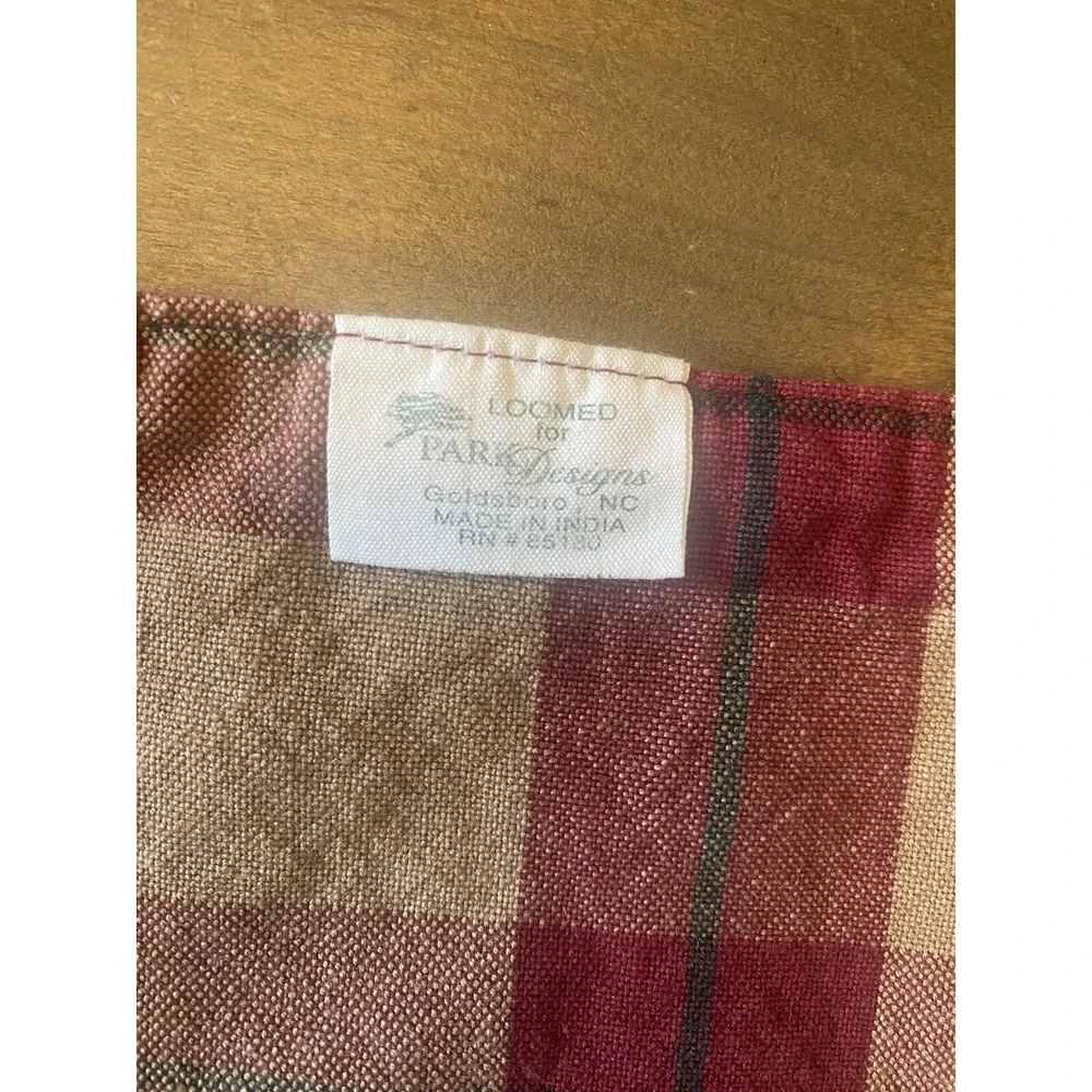Park Designs Christmas Wreath Plaid Placemats Set of 12 Red Tan Cotton Size‎ OS